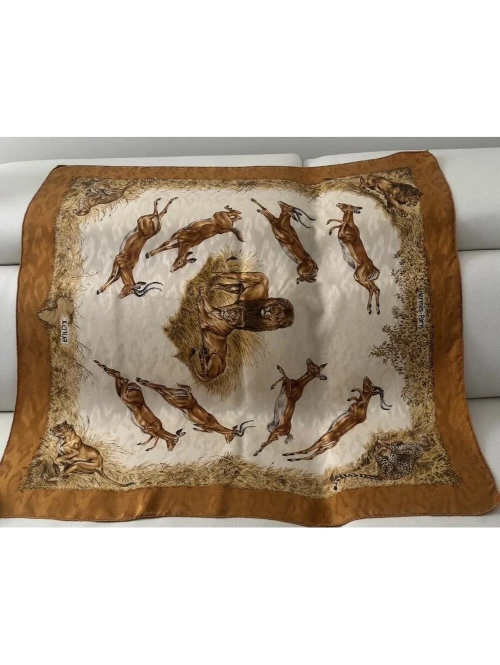 Hermès “Kenya” Carré 90 Jacquard Silk Scarf – Robert Dallet Wildlife Design